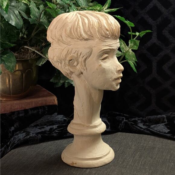 RARE Fred Press Vintage Mid Century Bust Sculpture Greek Hercules as Child Youth - Picture 2 of 10
